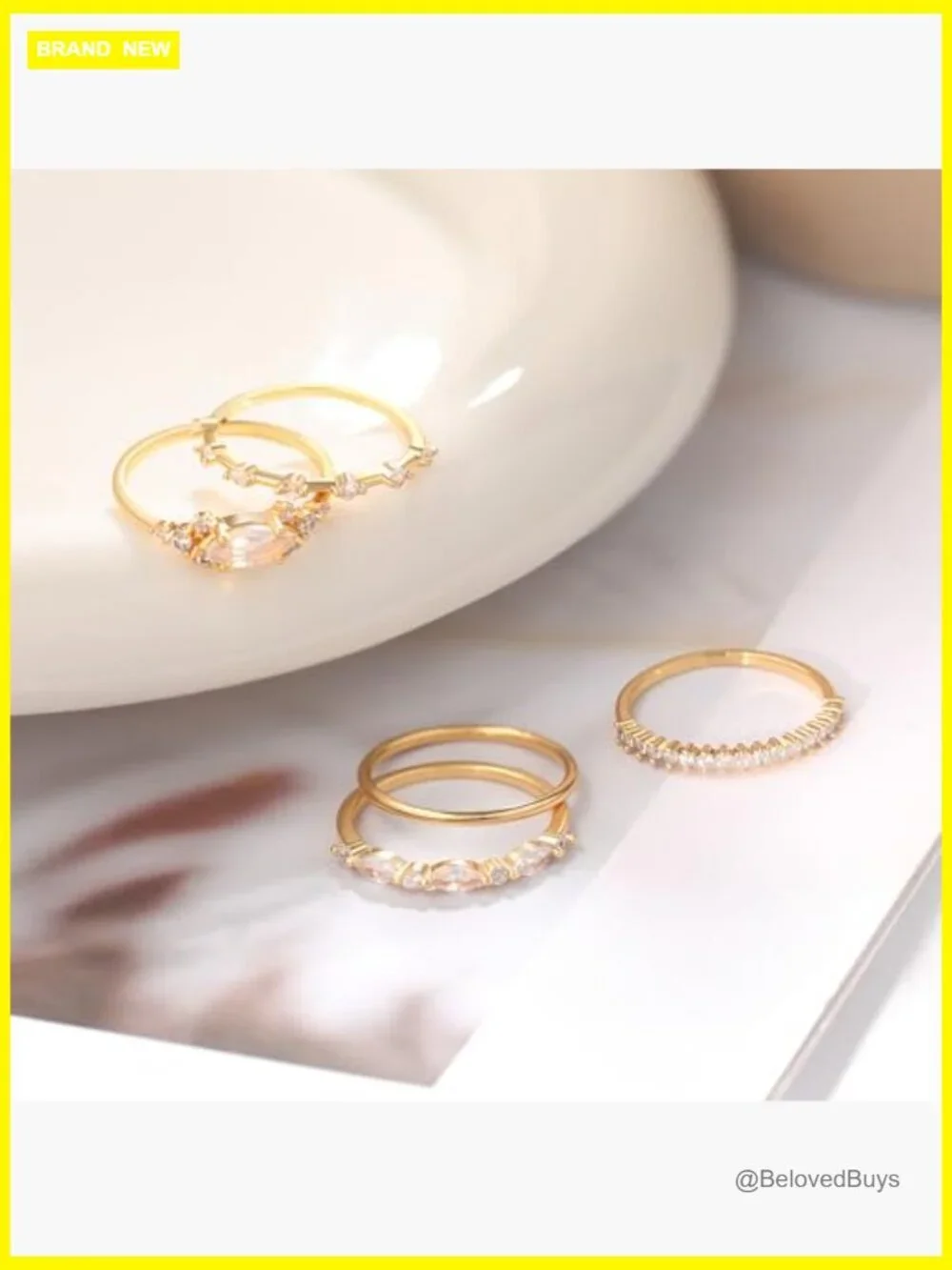 Stackable Dainty 18K Gold Plated Cubic Zirconia Thin Eternity Engagement Ring